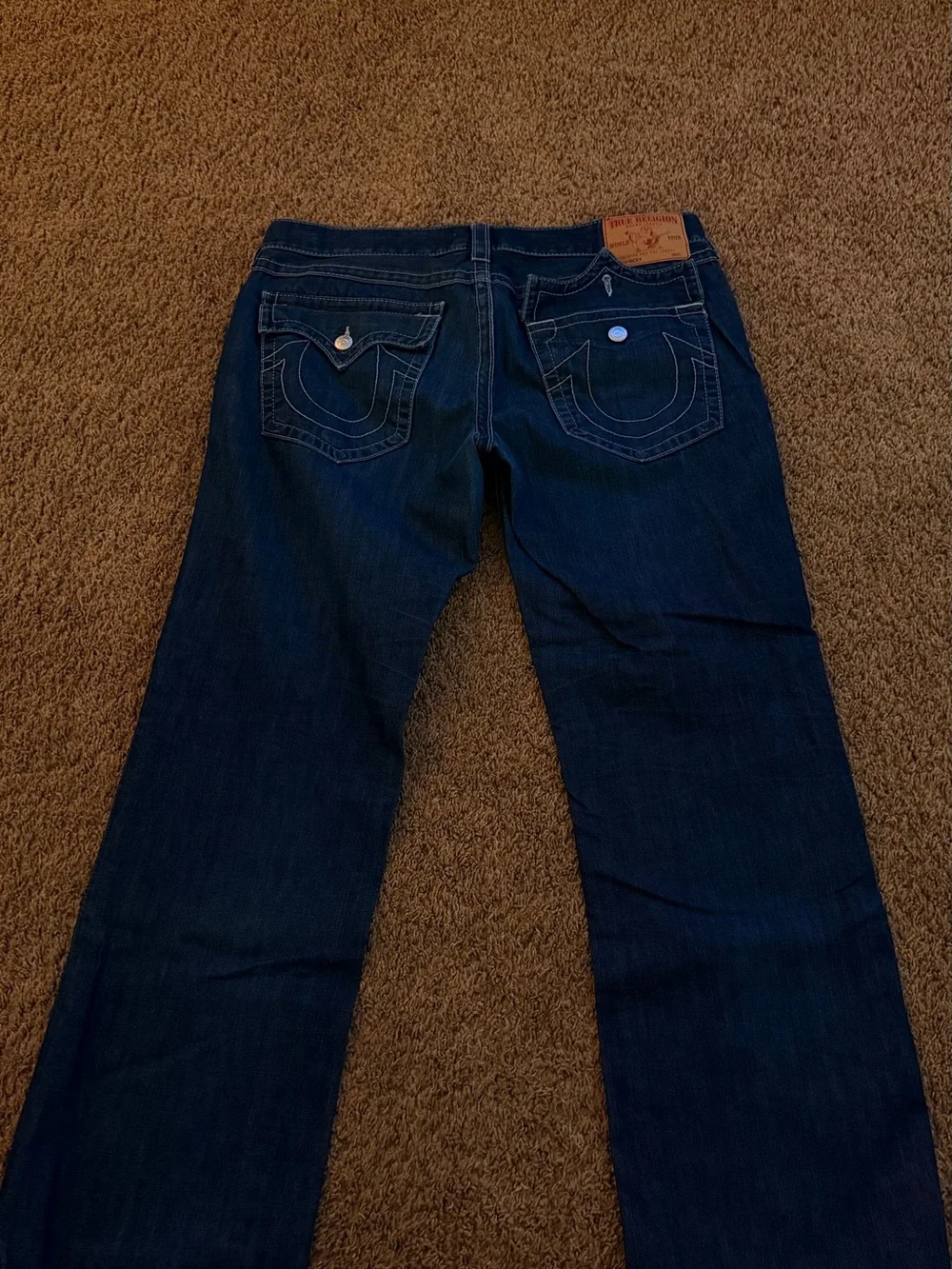 True Religion Men's Relaxed Dark Blue Jeans